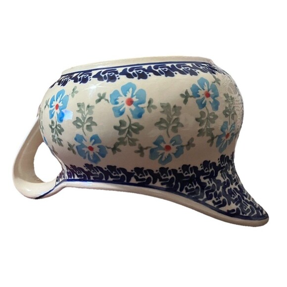GravyBoat Handcrafted by Zaklady Boleslawiec in Poland- Pitcher Blue Flowers-331 - Picture 14 of 16